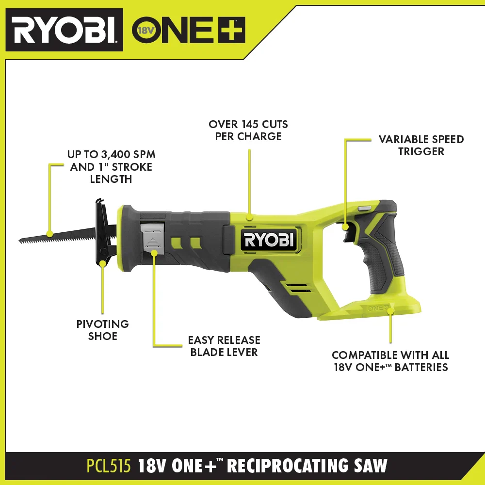 18V ONE+ reciprocating saw included in the kit